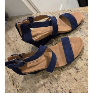 Lucky Brand Women's Kenadee Wedge Sandal Blue Navy Size 7